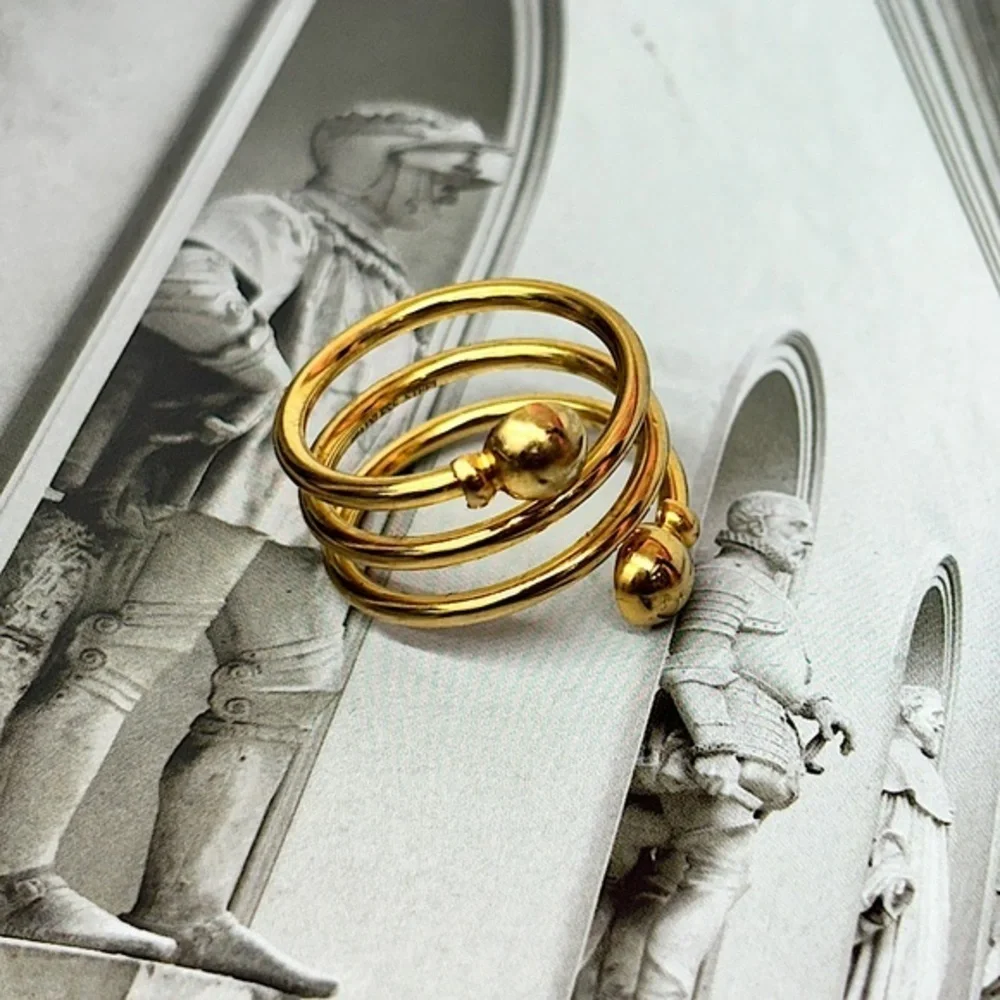 Spiral gold stainless steel ring